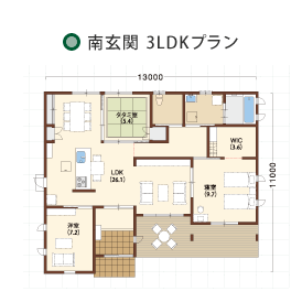 南玄関3LDKプラン