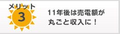 メリット3 11年後は売電額が丸々収入に!