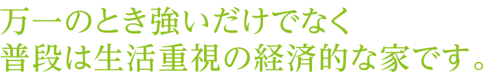 万一のとき強いだけでなく普段は生活重視の経済的な家です。