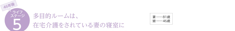 46年後 ライフステージ5 多目的ルームは、在宅介護をされている妻の寝室に