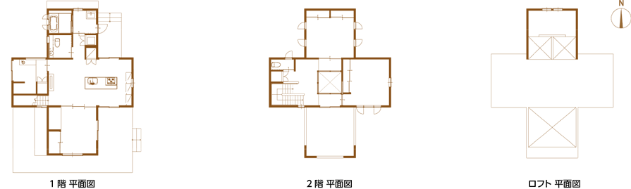 1階平面図 2階平面図 ロフト平面図