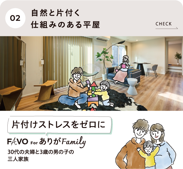 自然と片付く仕組みのある平屋 ありがFamily
