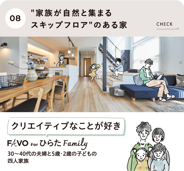 家族が自然と集まるスキップフロアのある家 ひらたFamily