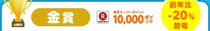 金賞 楽天スーパーポイント10,000ポイント 前年比-20％節電