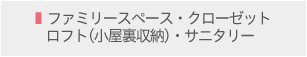 ファミリースペース・クローゼット・ロフト（小屋裏収納）・サニタリー