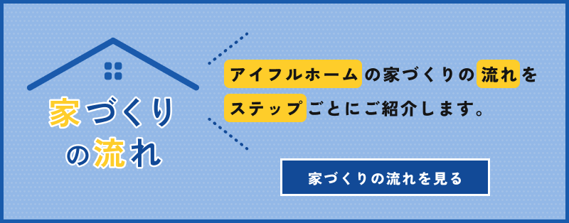 アイフルホームの家づくりの流れをステップごとにご紹介します。 家づくりの流れ 家づくりの流れを見る