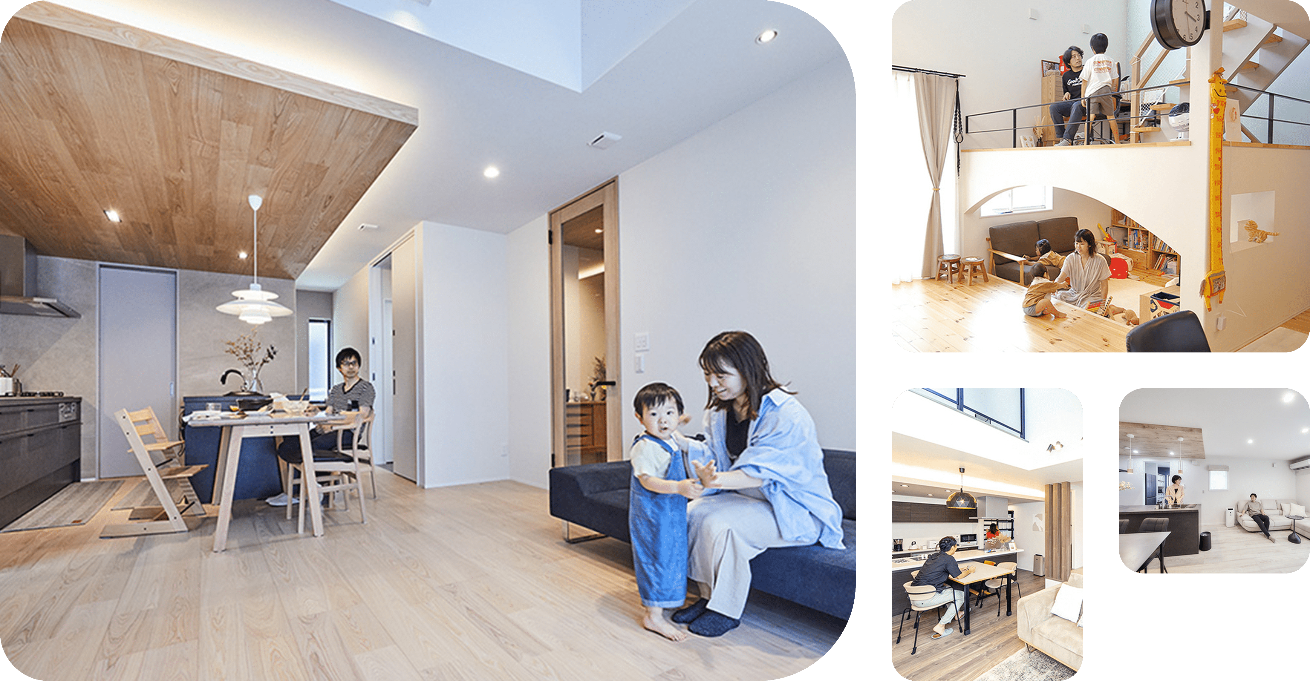 展示場で体験しているファミリー