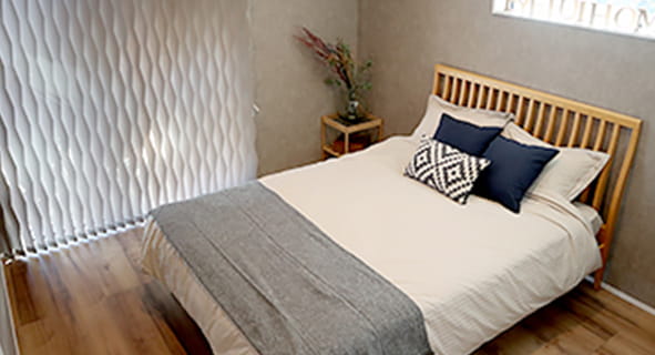 リアルサイズ28坪の平屋モデルハウスの寝室