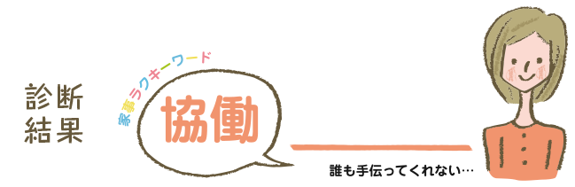 診断結果 協働 1人であれもれも...がんばり屋ママ 誰も手伝ってくれない...